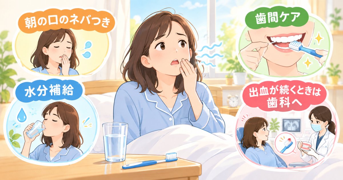 朝起きたら口がネバネバする原因は？口臭・歯ぐきの出血と受診の目安