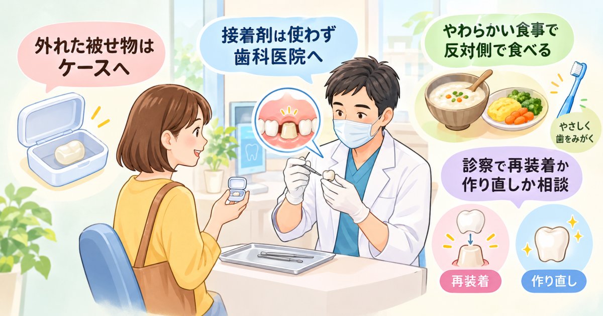 セラミックの被せ物が外れたら｜受診までの保管方法と再装着の判断
