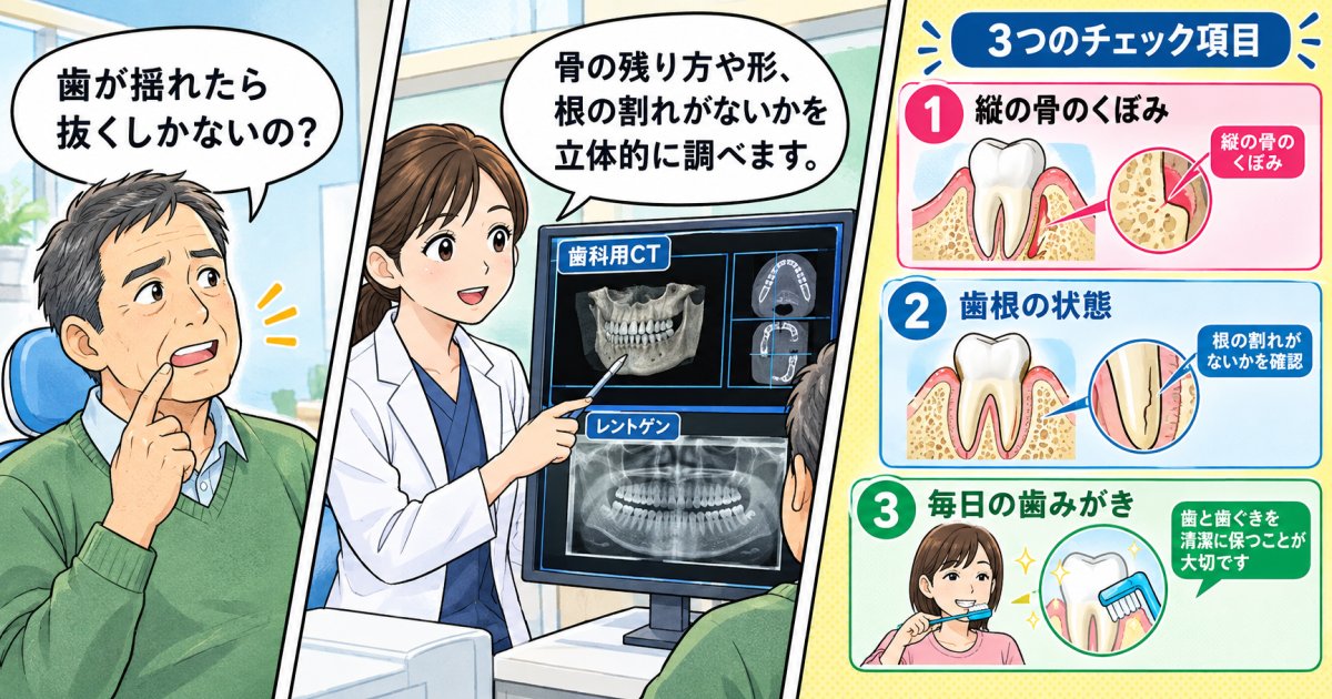歯を残せる境界線はどこか、レントゲンと歯科用CTで確かめる判断の目安